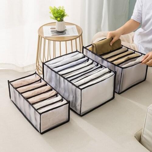 Jeans Pants Compartment Storage Box Closet Organizer For Underwear Clothes Drawer Foldable Home Wardrobe Storage Organizer