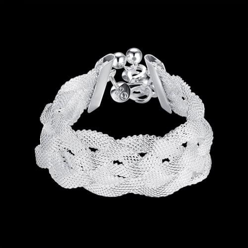 Vintage Mesh chain small fresh jewelry fashion 925 sterling silver Bracelet for woman Wedding party Best friend Holiday gifts