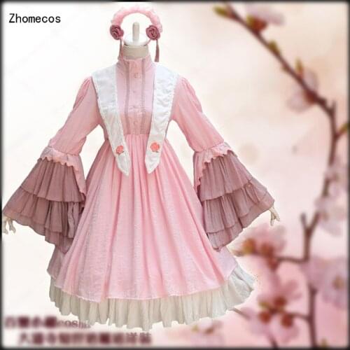 Zhomecos Anime Card Captor Sakura Daidouji Tomoyo Cosplay Costume Lolita Dress Costumes Cosplay Daidouji Tomoyo Wig Cosplay