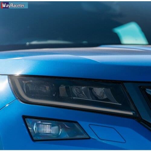 2 Pcs Car Headlight Protective Film Front Light Transparent Smoked Black TPU Sticker For Skoda Kodiaq 2016-On RS Accessories