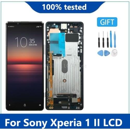 Original 6.5'' for Xperia 1 II XQ-AT51 LCD display with touch screen digitizer Assembly for Sony Xperia 1 II lcd display +frame