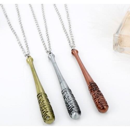 Anime Walking Dead Necklace Negans Bat Stick LUCILLE Metal Necklaces Pendants Souvenirs Cosplay Accessories Figure Toys