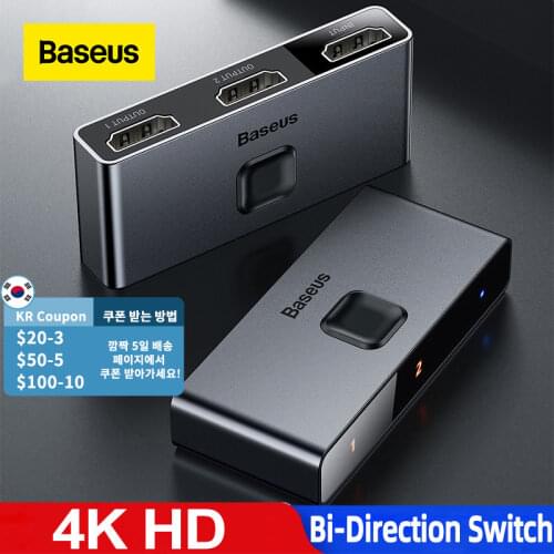 Baseus 4K HD Switch HDMI-compat Adapter for Xiaomi Mi Box HD Switcher 1x2/2x1 for PS4/3 TV Box Switch 4K HD Bi-Direction Switch