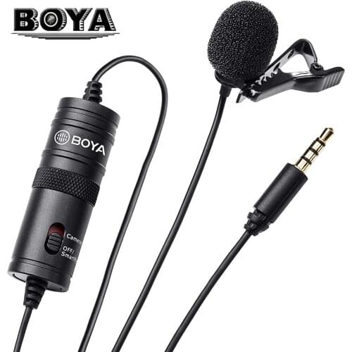 BOYA Windproof Lavalier Microphone Condenser 3.5mm for Smartphones DSLR Camera Recorder Camcorders Mobile Phone Live Vlog