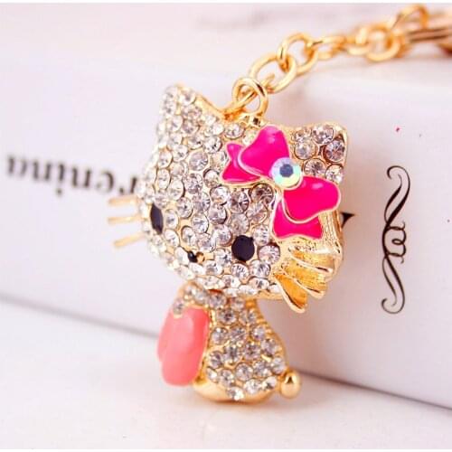 XDPQQ Wholesale Creative Craft Small Gift Cute Cat Car Key Ring Womens Bag Accessories Metal Pendant