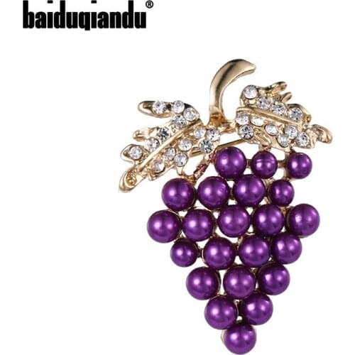 Baiduqiandu Simulated Pearl Grape Brooches for Women Dress Clothes Pins Jewelry Accessories