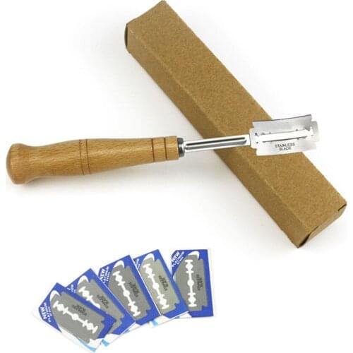 1Pcs Household Stainless Steel Bread Arc Curved Knife Bread Cutter Pastry Cutting Tool Wood Handle With 5 Replacement Blades