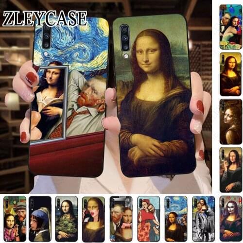 Mona Lisa funny Spoof Art Van gogh Starry Soft Phone Case For Samsung Galaxy A50 A10 A20 A20E A20S A30S A70 A30 A6 A7 A8 Cover