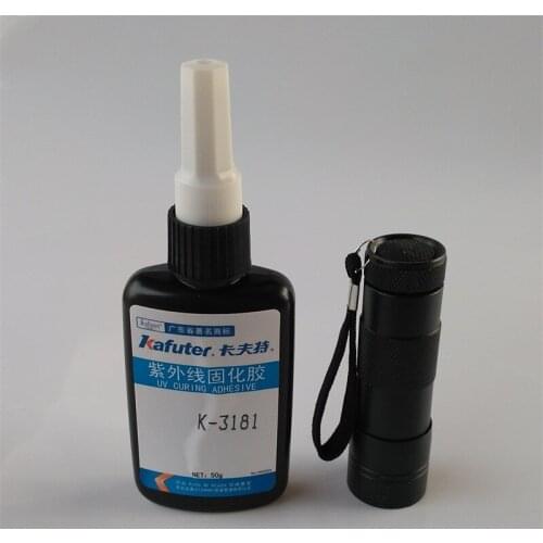 Kafuter 50g K-3181 UV glue +portable UV flashlight acrylic adhesive transparent plastic metal glass glue