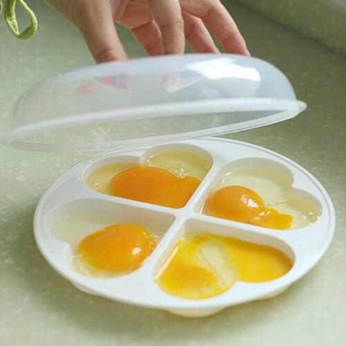 Kitchen Tools Microwave Egg Poacher Kitchen gadgets Silicone Oven 4 Eggs Heart-shaped Pancake Ring Mould Cooking Tool ss1169