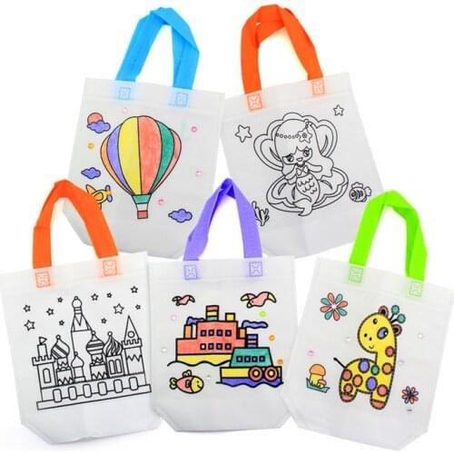 Non-woven Graffiti Bag Diy Art Environmental Protection Bag Childrens Hand-painted Handmade Coloring Painting Handbag