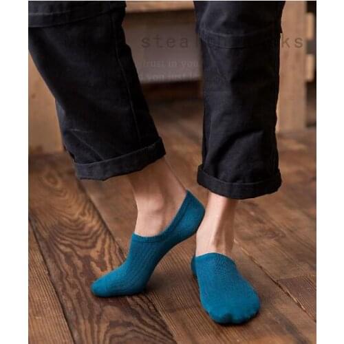 Sock Slippers 2019 spring and summer new mens invisible socks Cotton couples socks Silicone anti-skid womens solid color socks