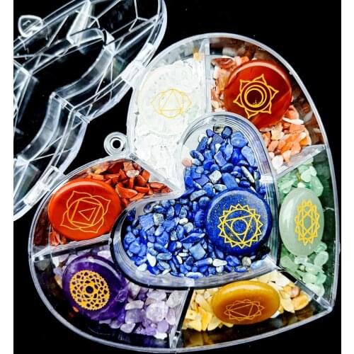 2019 New Seven Chakras Suits Carved Semi-precious Crystal Agate Round Pendant For Jewelry Accessories Yoga Energy Healing Stone
