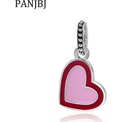 New Original Bead Alloy Asymmetric Heart of Love Charm Dangle Fit Bracelet Necklace DIY Women Jewelry