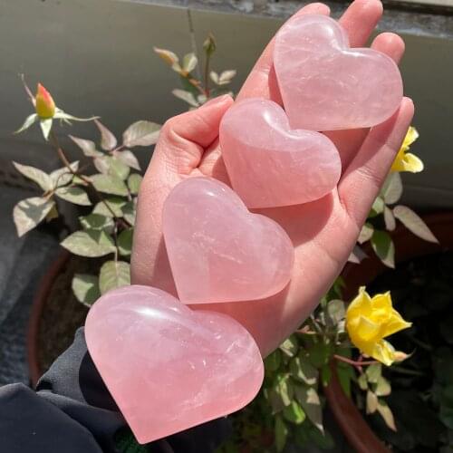 New Arrival!!!Natural Rose Quartz Crystal Carved Heart Shaped Ornament for Lover
