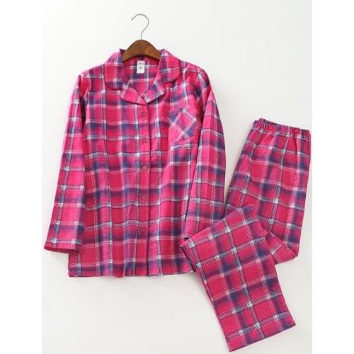 Ladies Pure Cotton Wool Simple Pajamas Suit Floral Long Sleeve Pajama Set Printing Pajamas Trousers Pijama Mujer Sexy Sleepwear