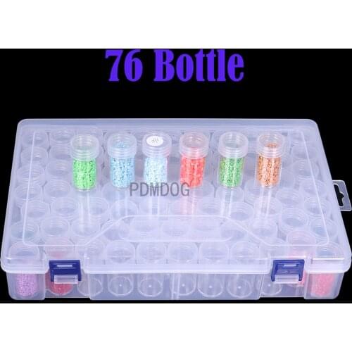 76/60 Slots Plastic Storage Box Diamond Painting Kits Nail Art Rhinestone Toole Beads Storage Box Case Organizer Holder Sale