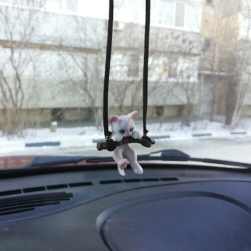 Cute Cat Swing Pendant Car Rearview Mirror Hanging Creative Auto Interior Decoration Auto Ornaments Accessories