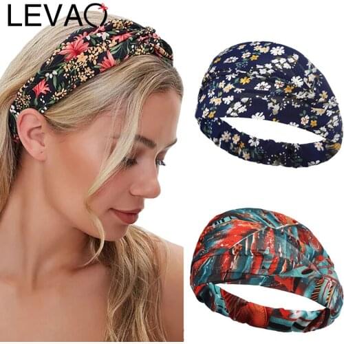 Levao Print Floral Headwrap For Women Flower Hairbands Turban Hoop Elastic Band Headdress Headwear Hair Accessories