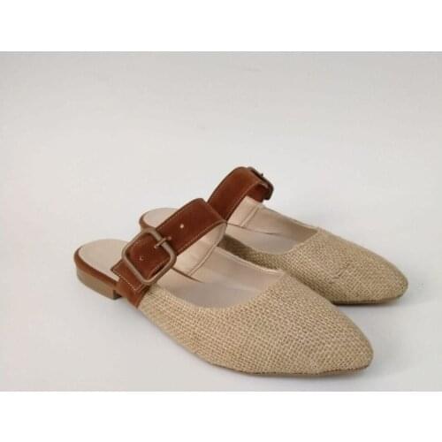 Wicker Tan Buckled Woman Slippers special design 2021 orthopedic slipper 3 different color 5 different size options spacious seasonal