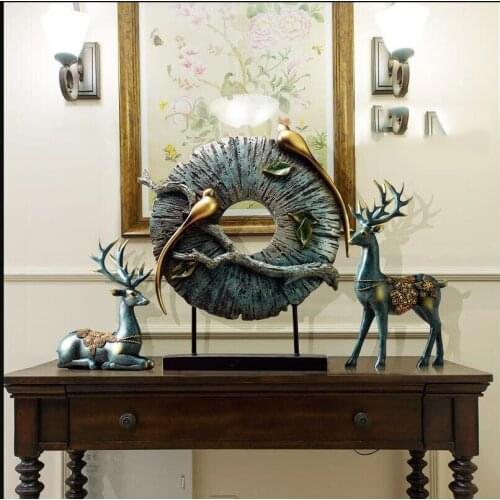 Modern Luxury Resin Abstract Birds Ornaments Screen Decoration Crafts Home Livingroom Wedding Desk Deer Figurines Office Statue