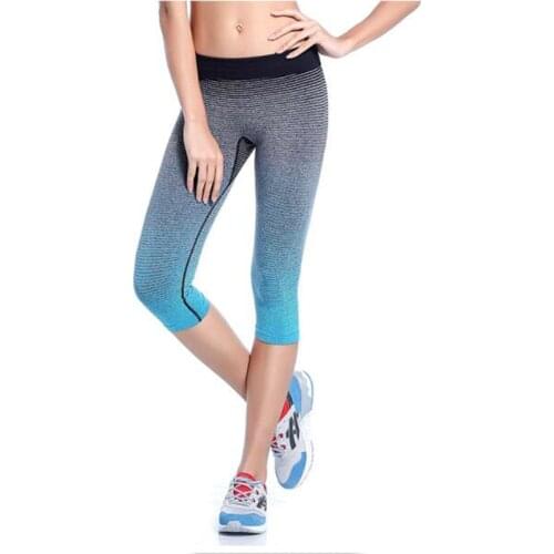 Sport Yoga Gradient Color Tights Energy Women Workout Fitness Leggings Jogging Running Pants Stretch Sportswear Gym Shorts