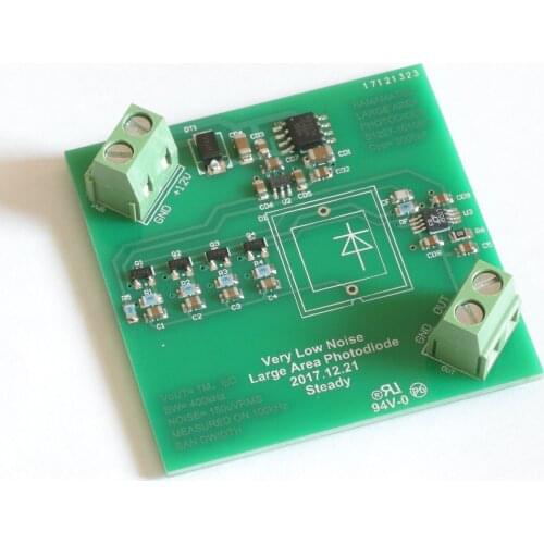 Ultra low noise large area photodiode amplifier silicon photocell amplifier