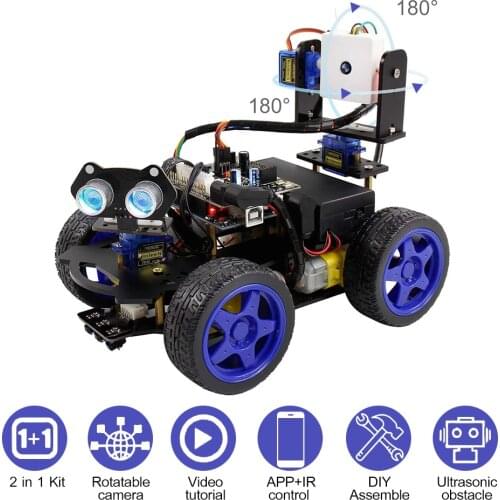 UNO R3 Smart Robot Car Kit Wifi Camera Remote Control STEM Education Toy Car Robotic Kit for Arduino Learner Support Scratch