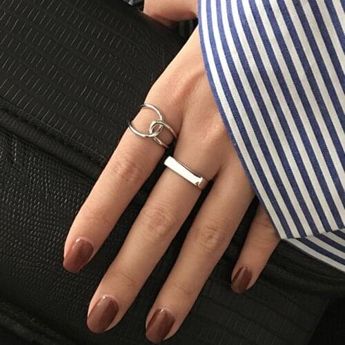 Vintage New Handmade Geometric Cross Rings Fashion Jewelry Aesthetic Minimalist Adjustable Wedding Gifts for Women Wholesale
