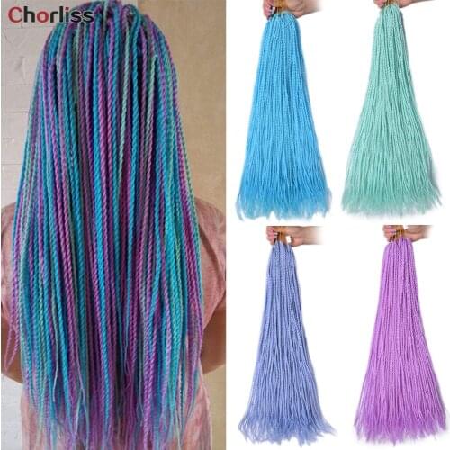 Chorliss Ombre 24inch Senegalese Twist Hair Synthetic Braiding Hair Crochet Braids Long Colorful Hair For Women Black Blue Green
