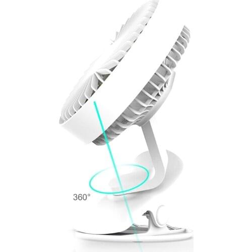 X37A 4000mAh 8-Inch Clip on Fan 3Speeds Fast Air Circulating USB Fan, Sturdy Clamp Portable With LED Warm Lamp 360° Rotation