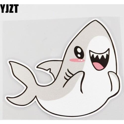 YJZT 13.2CMX11.5CM Cute Shark Car Sticker Cartoon Shark Pvc Decal Decorate 6A-0115