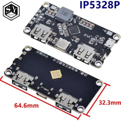 IP5328P Dual USB 18650 Battery Charger treasure Tpye-c 3.7V to 5V 9V 12V Step up Fast Quick Charger Circuit Board QC2.0 QC3.0