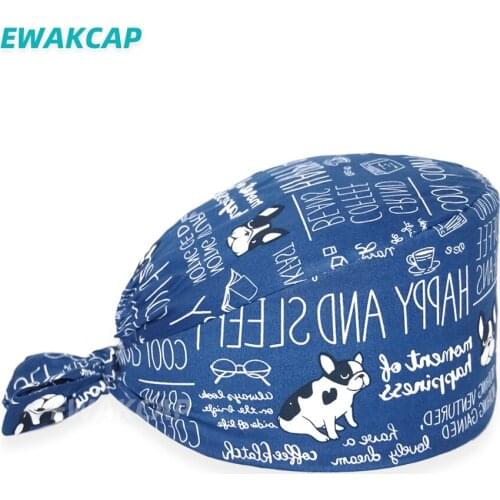 Women Cartoon Surgicals Cap Scrub Hat with Sweatband Adjustable Super Dogs Hero Print Vet Dental Nurse Clinic Scrubs Caps