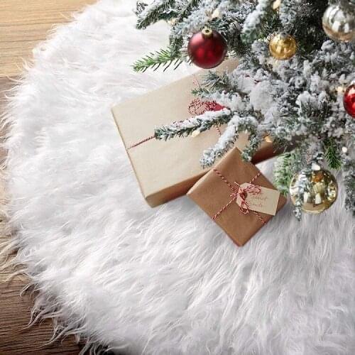 1PC White Plush Christmas Tree Skirts Fur Carpet Merry Christmas Decoration for Home Tree Skirts New Year Decoration