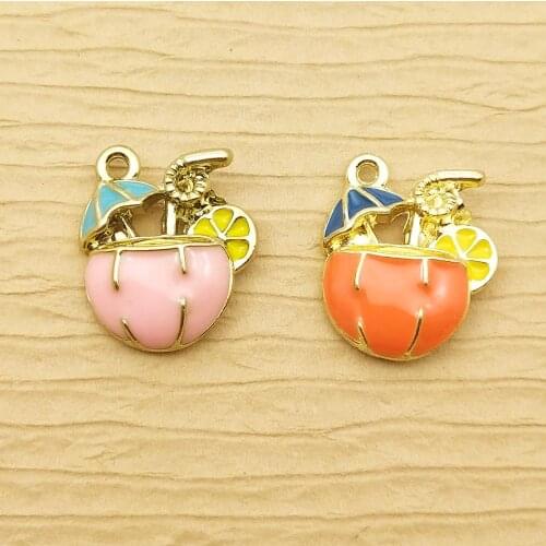 10pcs 15x17mm enamel drinks charm for jewelry making fashion earring pendant necklace charm bracelet charm diy finding