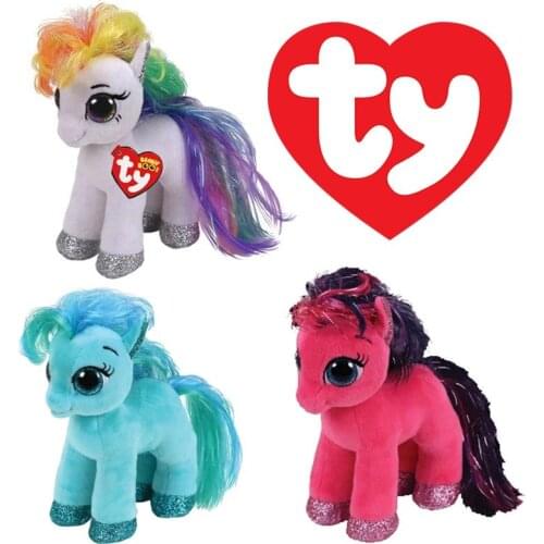 15cm Ty Stuffed Plush Animals Doll The White Blue Red Pony Soft Toys Ty Beanie Babies Children Birthday New Year Toy Gift