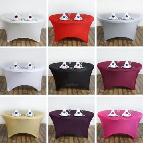 200gsm Thick Round Spandex Table Cover Cloth Stretch Tablecloth For Banquet Wedding Event Decoration