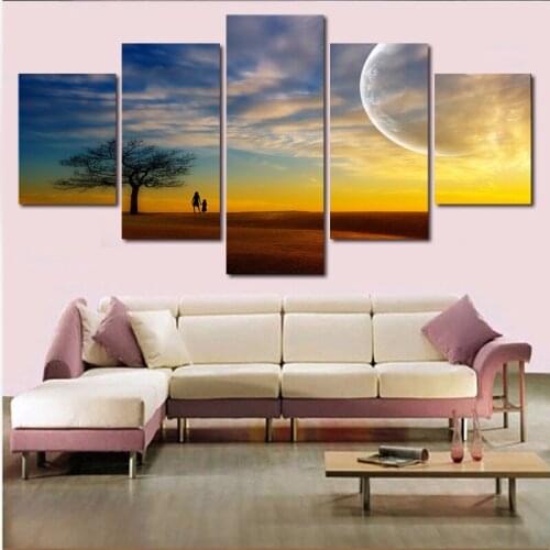 5 Pieces Landscape The Sunset Modern Home Wall Decoration Canvas Picture Wall Art HD Print Cavans Painting Modular Unframed