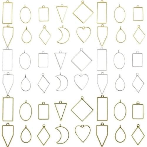 60 Pcs UV Epoxy Hollow Frames Resin Craft Bezels Pendants for Necklaces Earrings Making