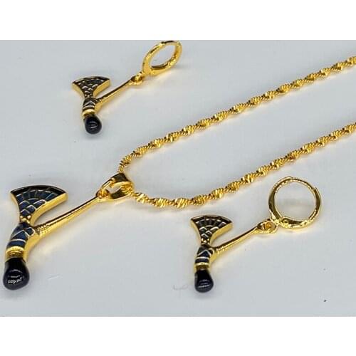 Africa Small Jewelry Sets for Women Gold Dubai Necklace/Pendant/Earring Europe Black Color Child Birthday Gift