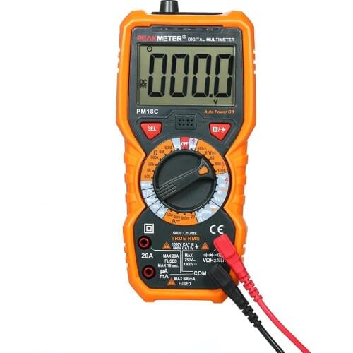 PEAKMETER PM18C True RMS Digital Multimeter Measuring AC/DC Voltage Current Frequency Temperature hFE NCV Live Line Tester