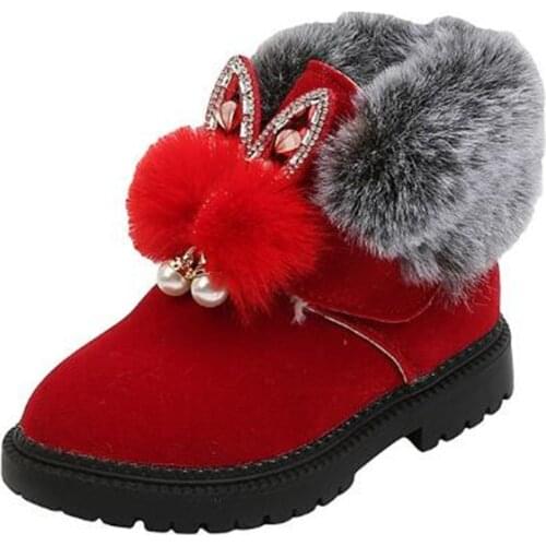 Winter New Childrens Snow Boot Flat Girls Princess Cotton Shoes Fashion Thick Velvet Short Fur Boots