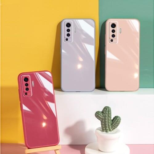 For Vivo X50 Pro X50 Case Liquid Silicone Tempered Glass Protective Camera Protector Back Cover for VIVO X50 Pro Casing Funda