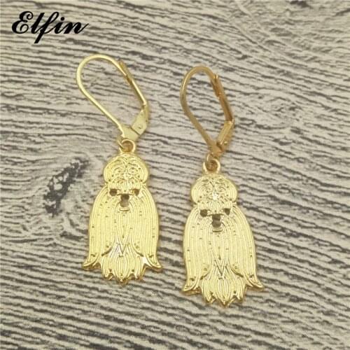 Elfin New Trendy Shih Tzu Earrings Fashion Jewelry Gold Color Silver Color Shih Tzu Drop Earrings For Women