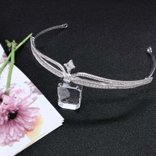 FORSEVEN Elegant Simple Style Rhinestones Tiaras Crowns Hair Bands Princess Diadem Bride Bridal Wedding Party Hair Jewelry