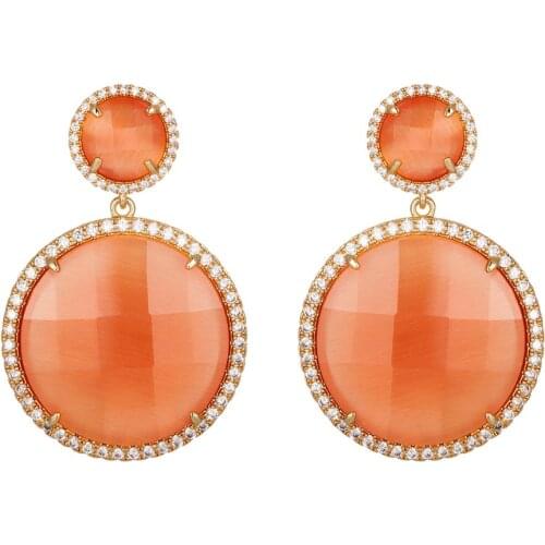 Hot Sale Round Earrings Gold Metal Cubic Zircon Luxury Earrings For Women 2020 Fashion Jewelry Wedding Party GiftNew Statement E