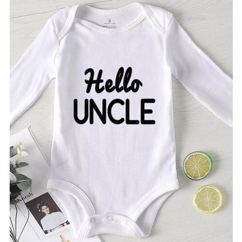 Toddler Jumpsuits Infant Boy Outfits Cotton Baby Girls Winter Rompers Clothing for Babies Printing Hello Uncle Kids' Things