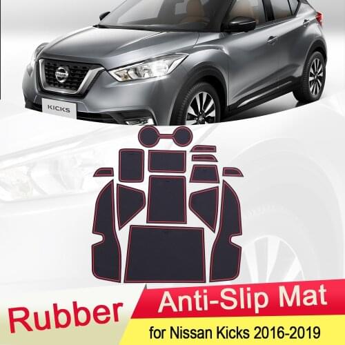 For Nissan Kicks 2016 2017 2018 2019 Rubber Anti-slip Mat Door Groove Cup Phone Pad Gate Slot Coaster Interior Car Accessories