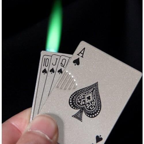 Creative Jet Torch Turbo Lighter Counterfeit Light Playing Cards Butane Windproof Metal Lighter Metal Funny Toys For Men
